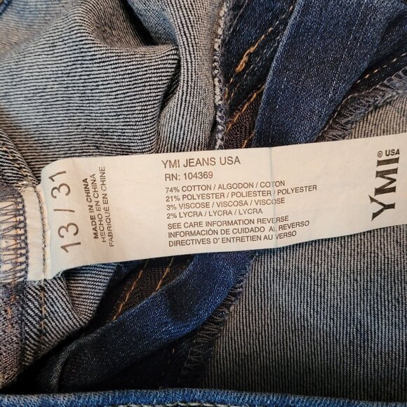 YMI Jeans Size 31 Chloe Flare High Rise Fray Hem Medium Wash Western Boho - Picture 4 of 10